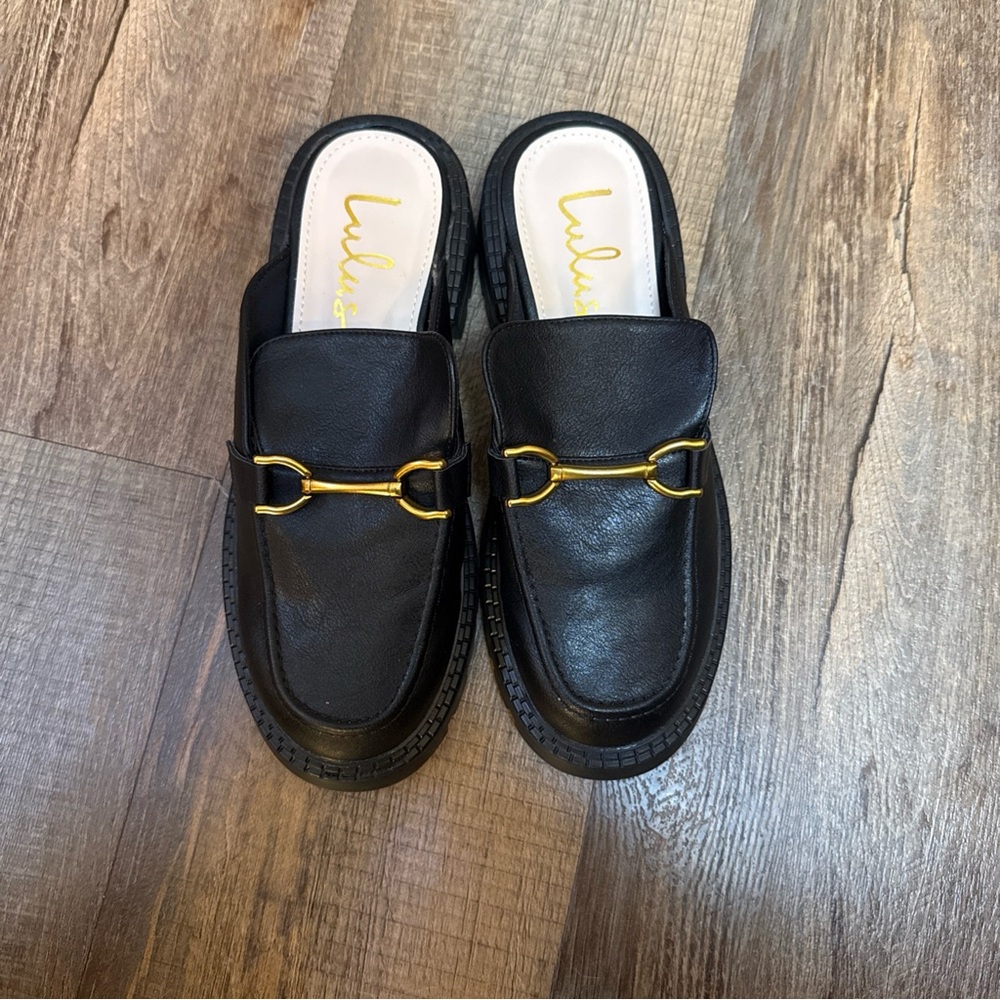 Lulus Slide On Black Loafers Sz 8